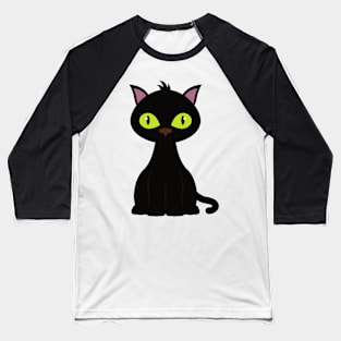 Scary Black Halloween Cat Baseball T-Shirt